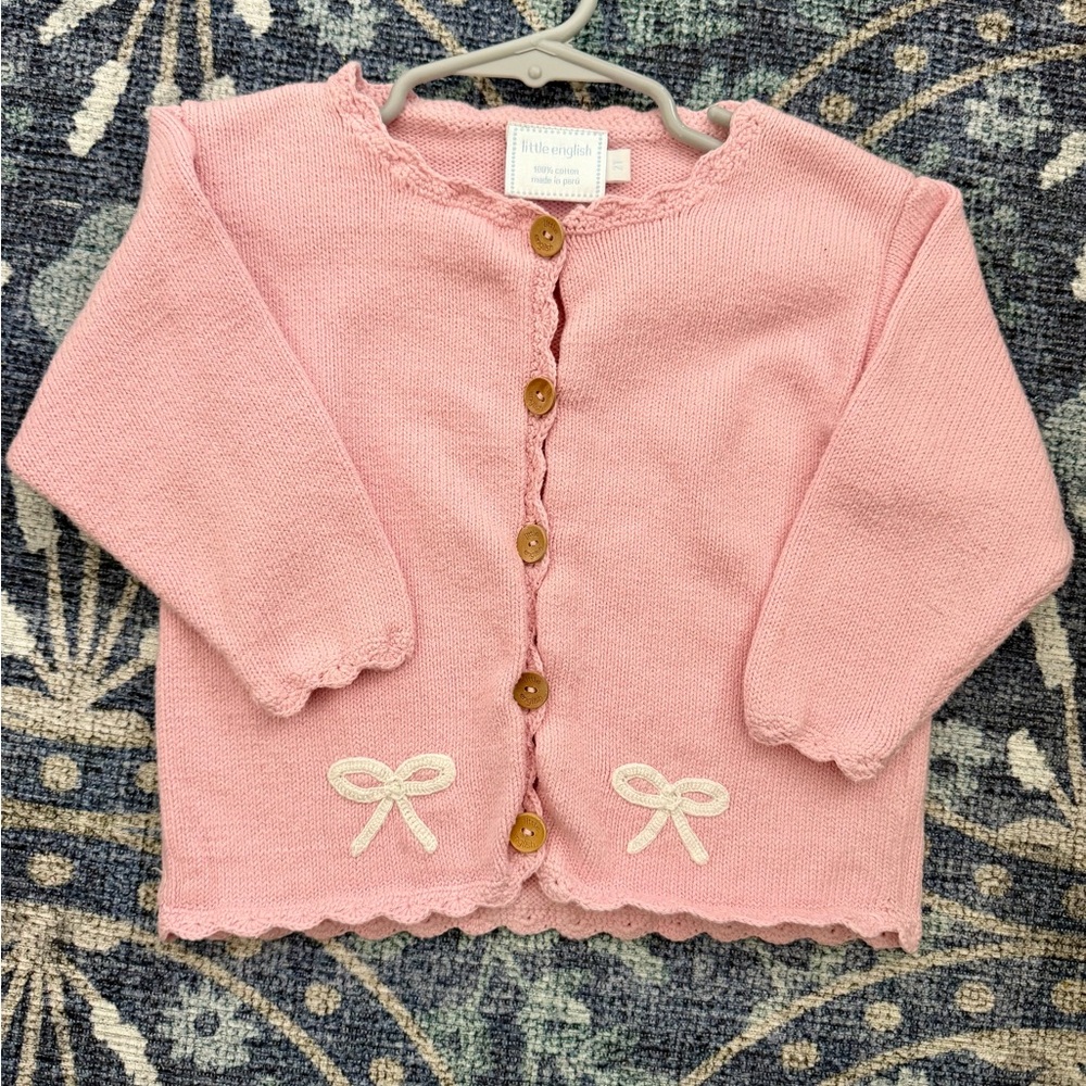 Little English crochet bow cardigan